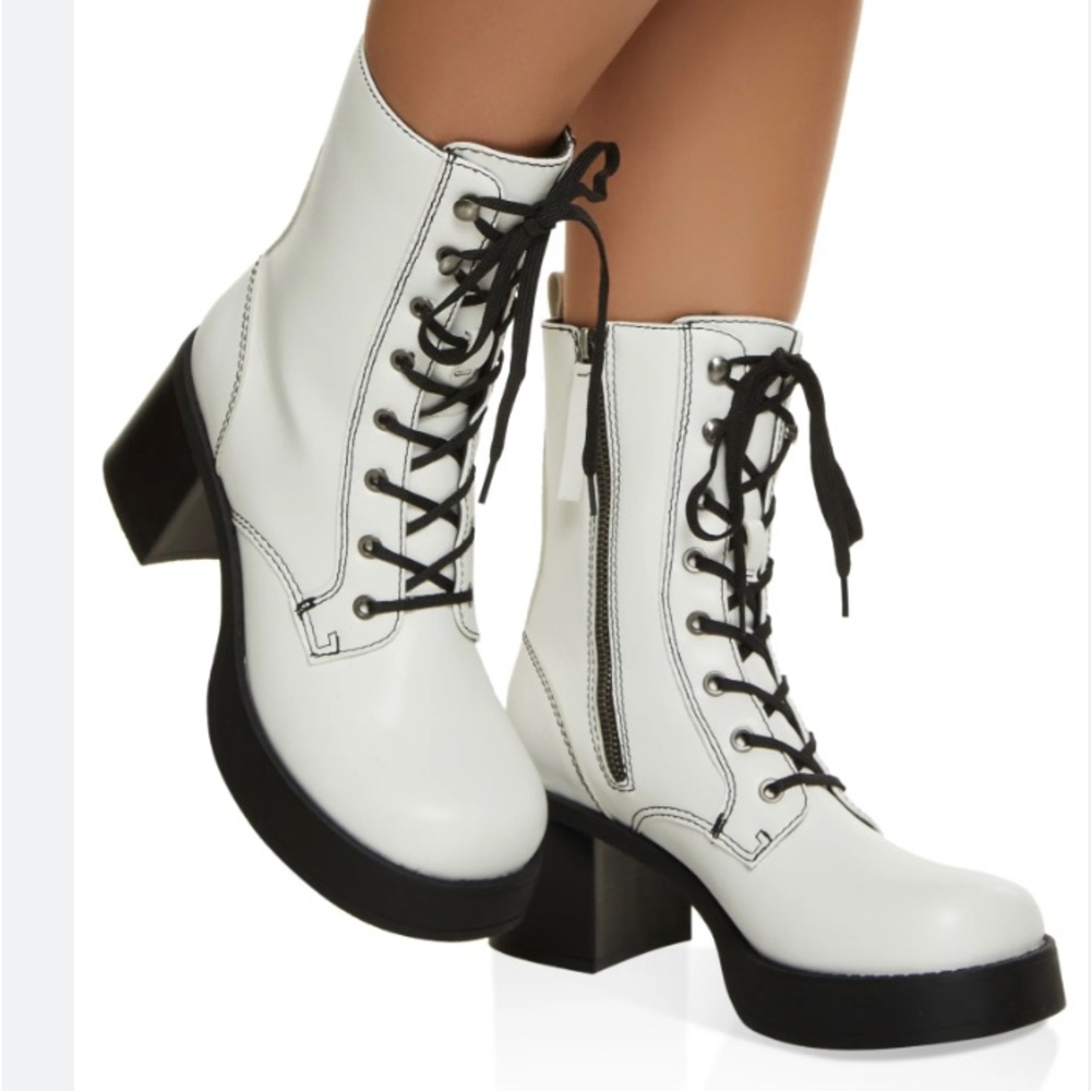 White combat boots / booties out of stock on Rainbow. Never worn.